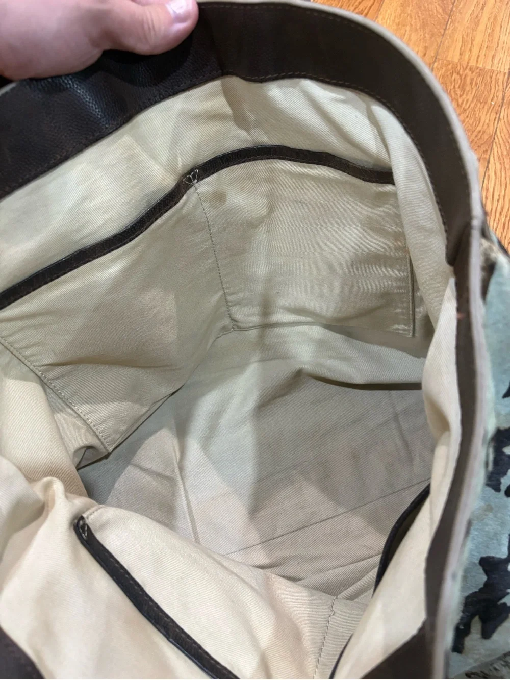 UGG Leather-Trim Pony Hair Camouflage Tote Bag in Brown